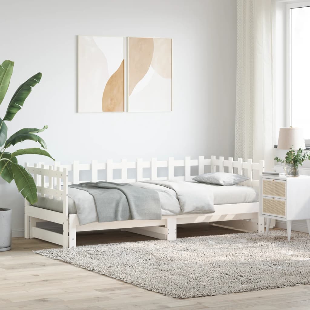 Daybed Extendable White 2x(90x200) cm Solid Pine