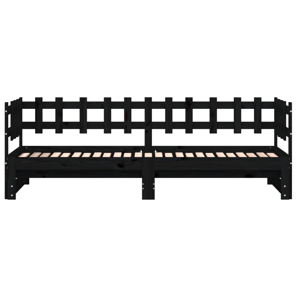 Daybed Extendable Black 2x(90x200) cm Solid Pine