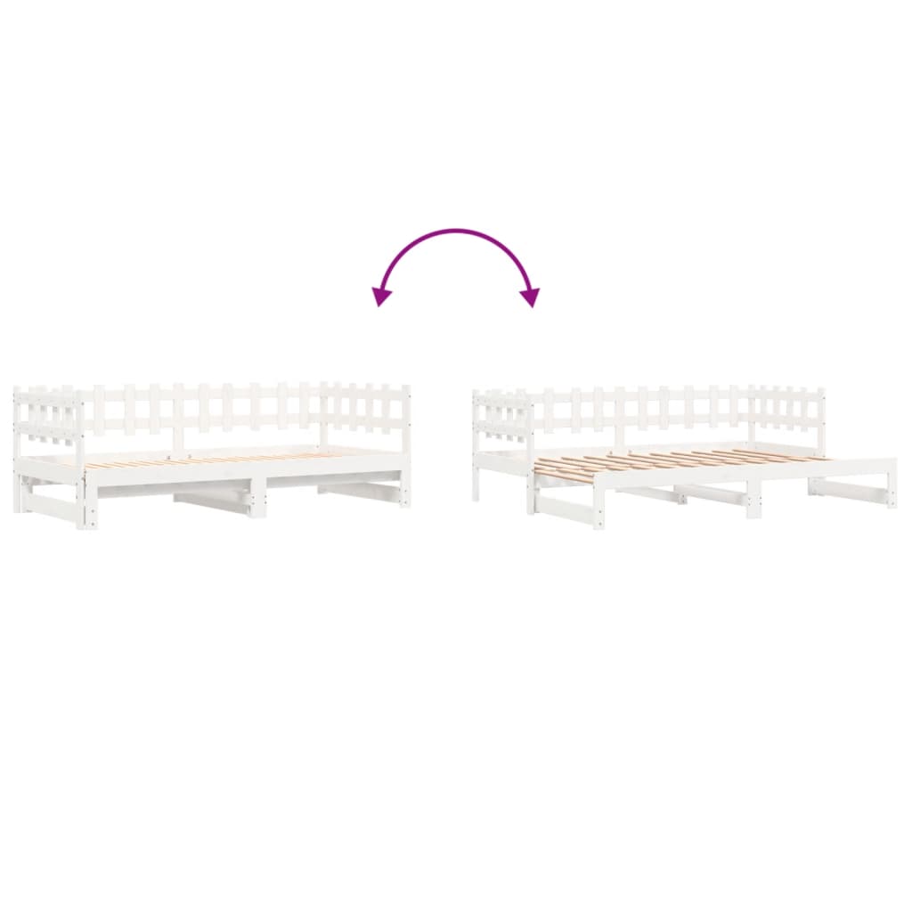 Daybed Extendable White 2x(90x190) cm Solid Pine Wood