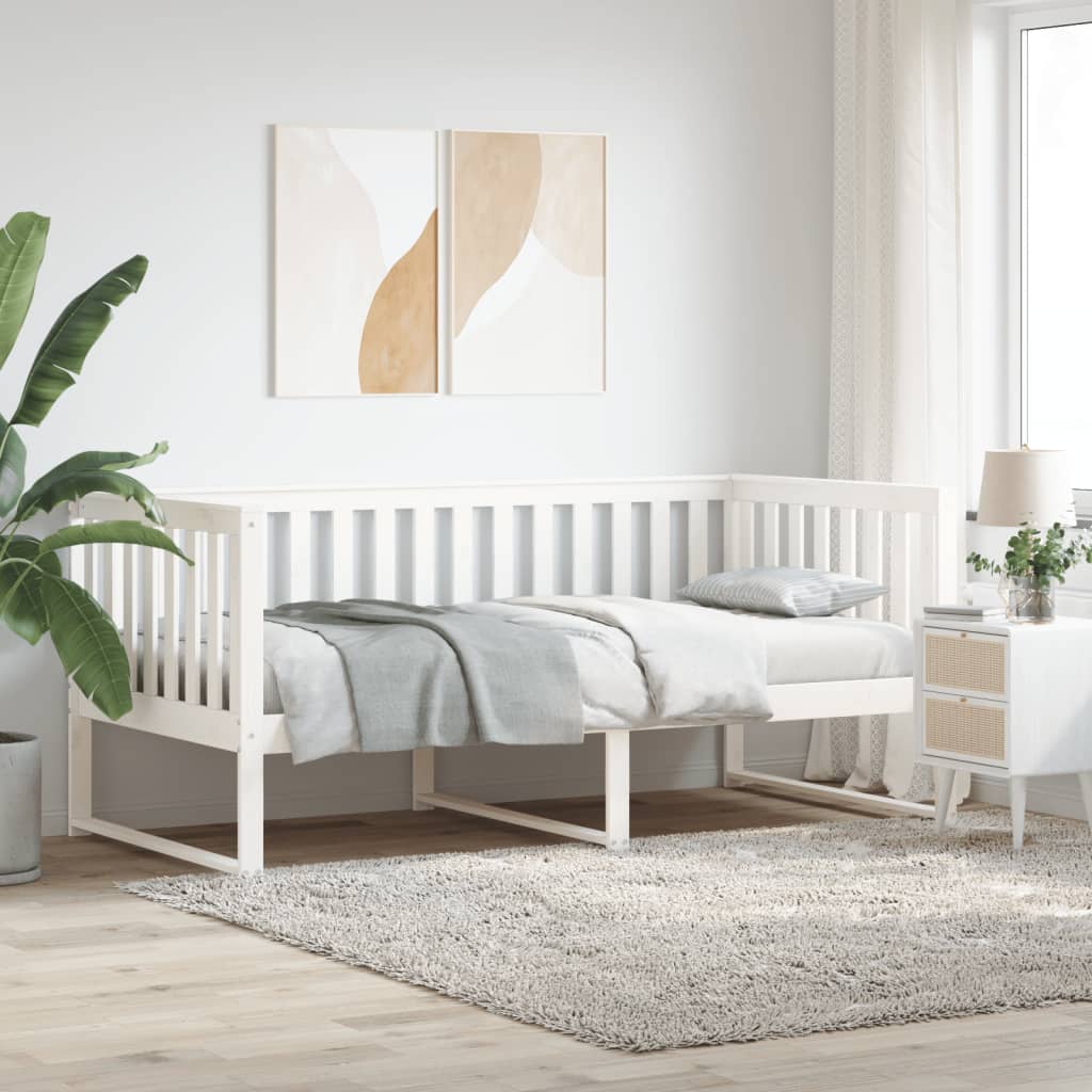 Daybed without mattress white 100x200 cm solid pine wood