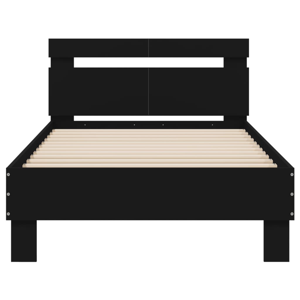 Bed frame with headboard black 100x200 cm wood material