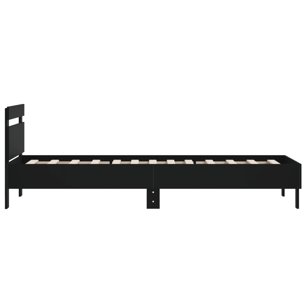 Bed frame with headboard black 100x200 cm wood material