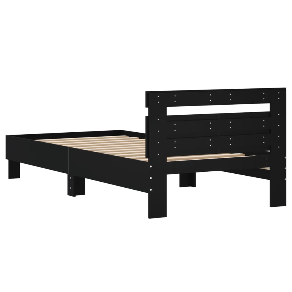 Bed frame with headboard black 100x200 cm wood material