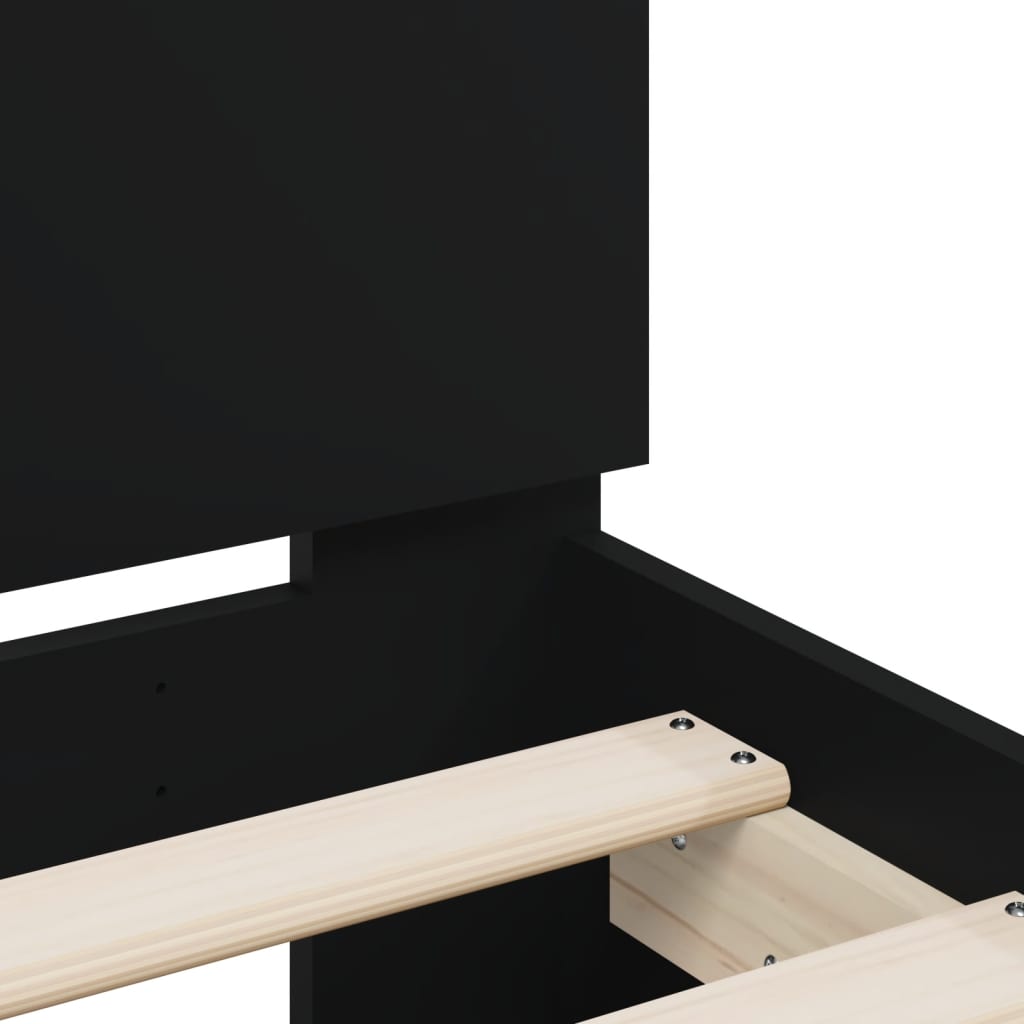 Bed frame with headboard black 100x200 cm wood material