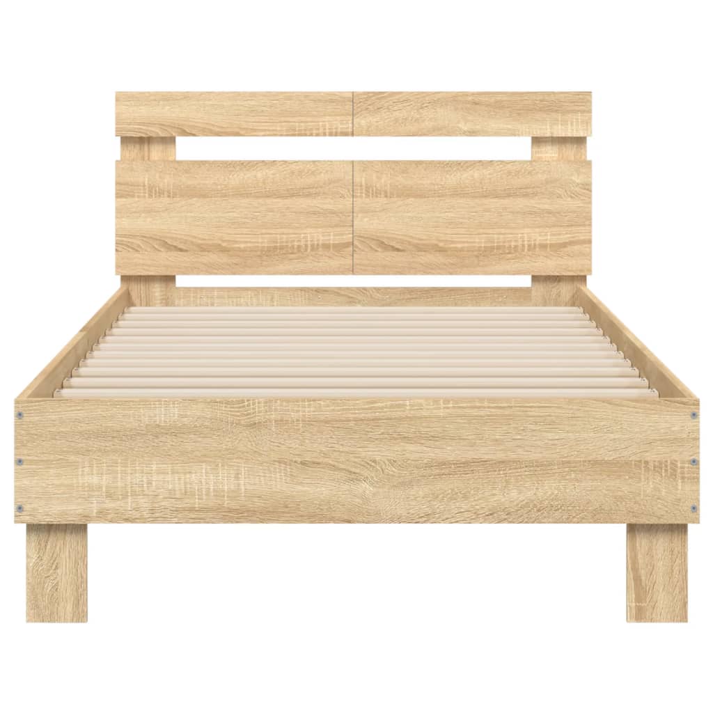 Bed frame without mattress with headboard Sonoma oak 100x200 cm