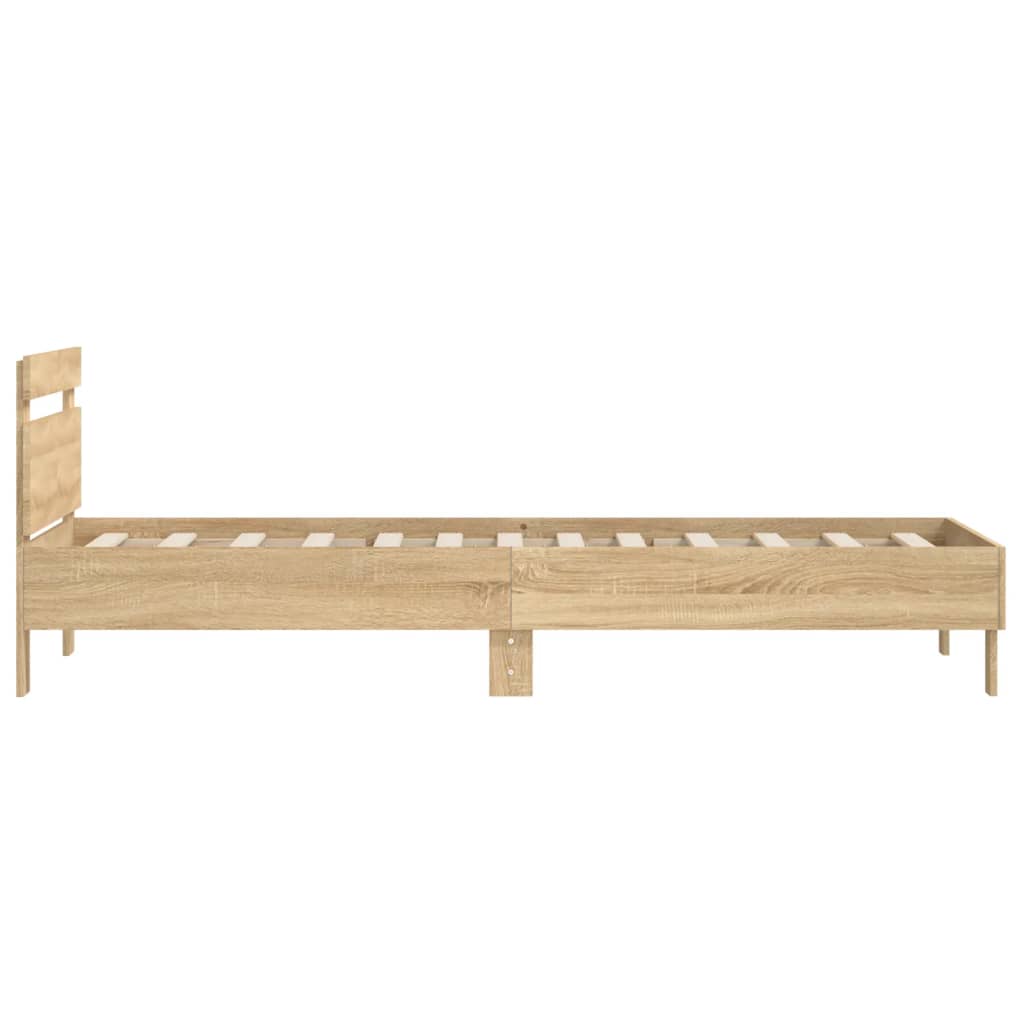 Bed frame without mattress with headboard Sonoma oak 100x200 cm