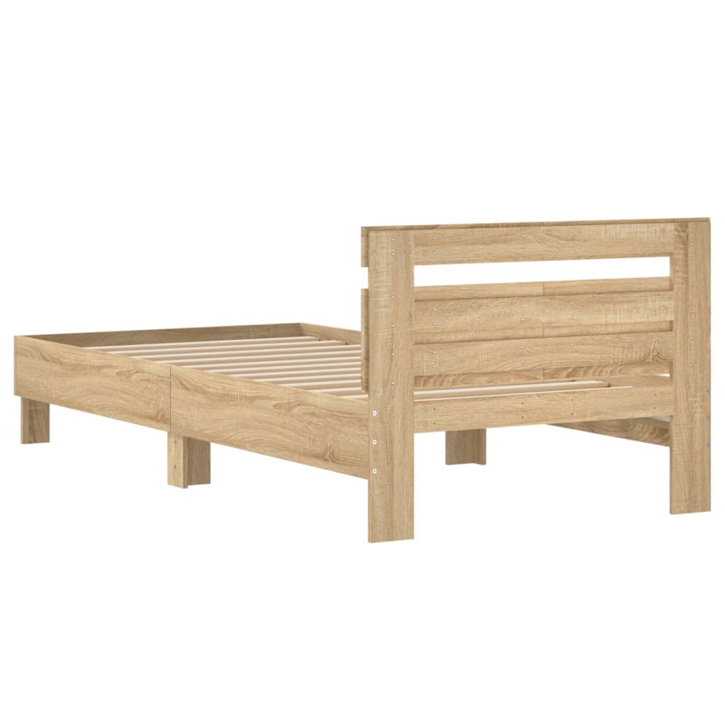 Bed frame without mattress with headboard Sonoma oak 100x200 cm