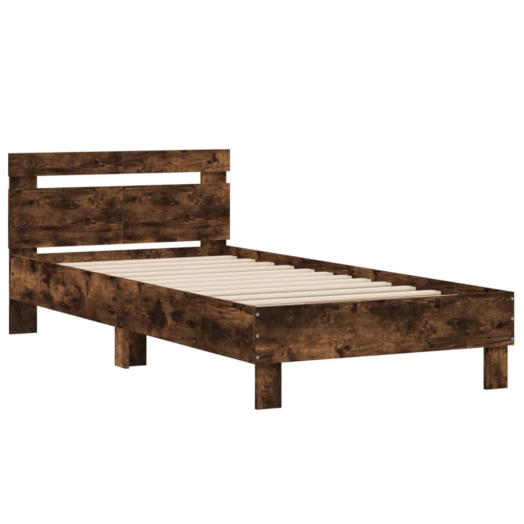 Bed frame with headboard smoked oak 100x200 cm wood material