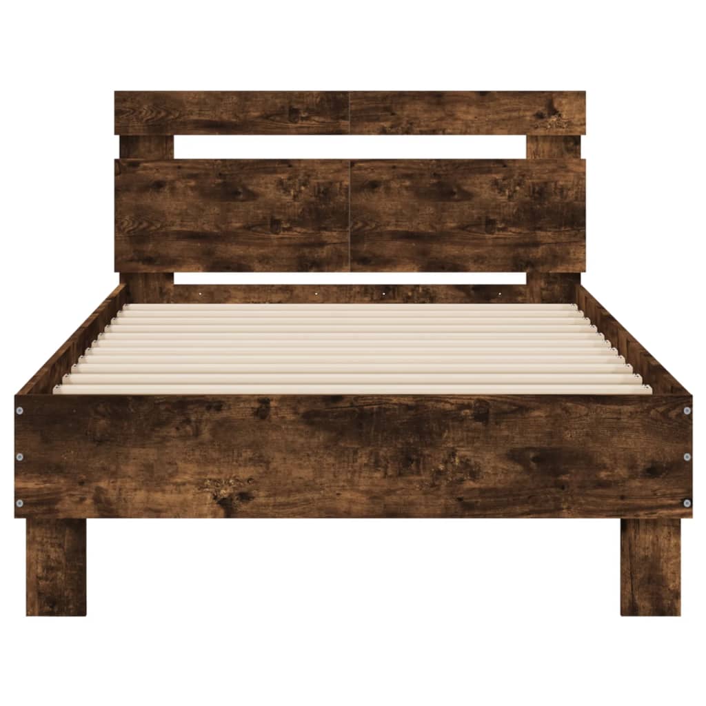 Bed frame with headboard smoked oak 100x200 cm wood material