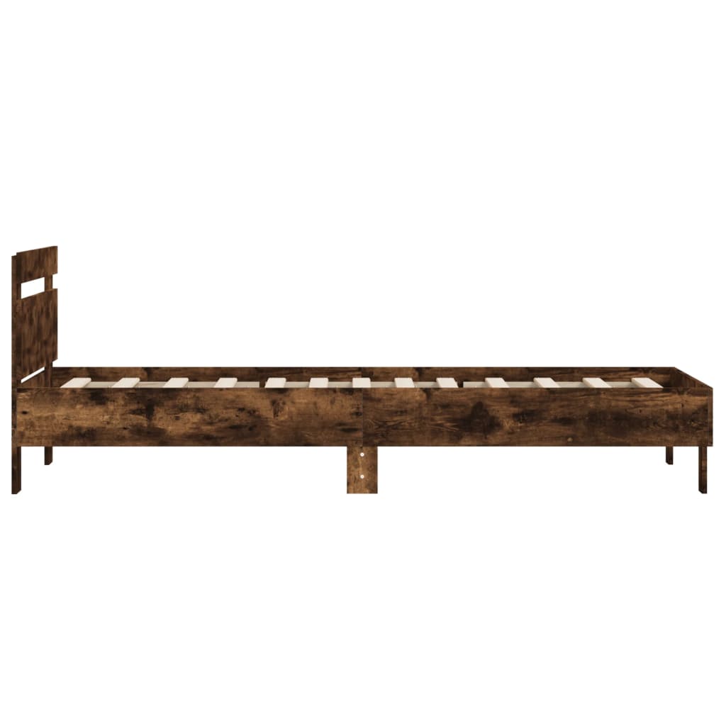 Bed frame with headboard smoked oak 100x200 cm wood material