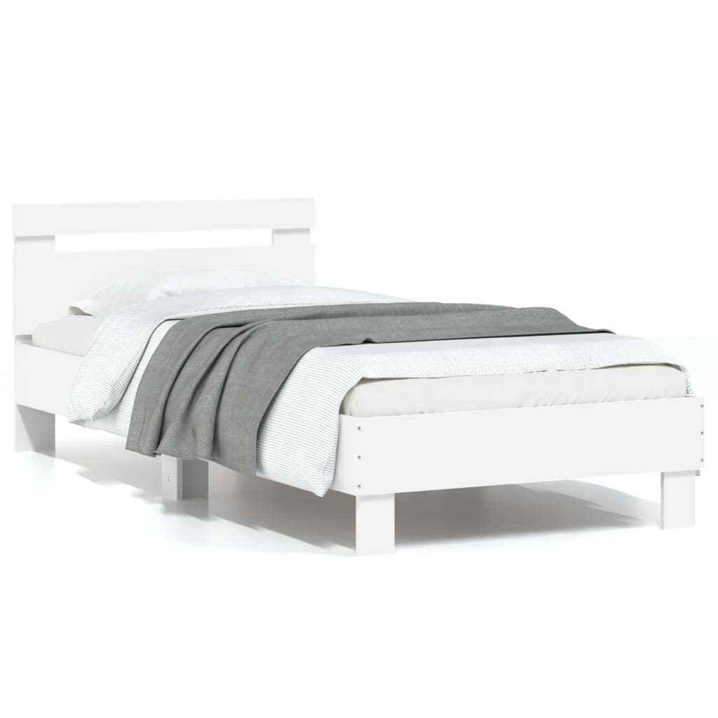 Bed frame with headboard white 90x200 cm wood material