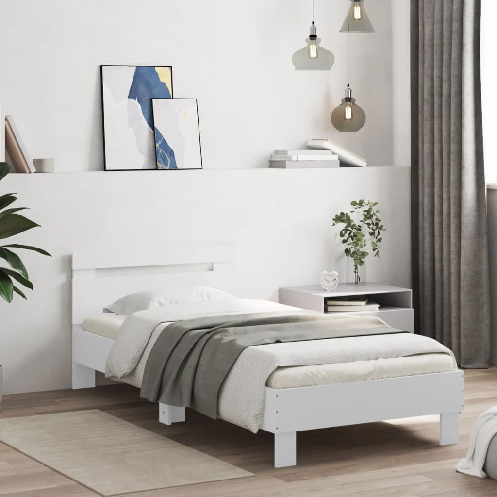 Bed frame with headboard white 90x200 cm wood material