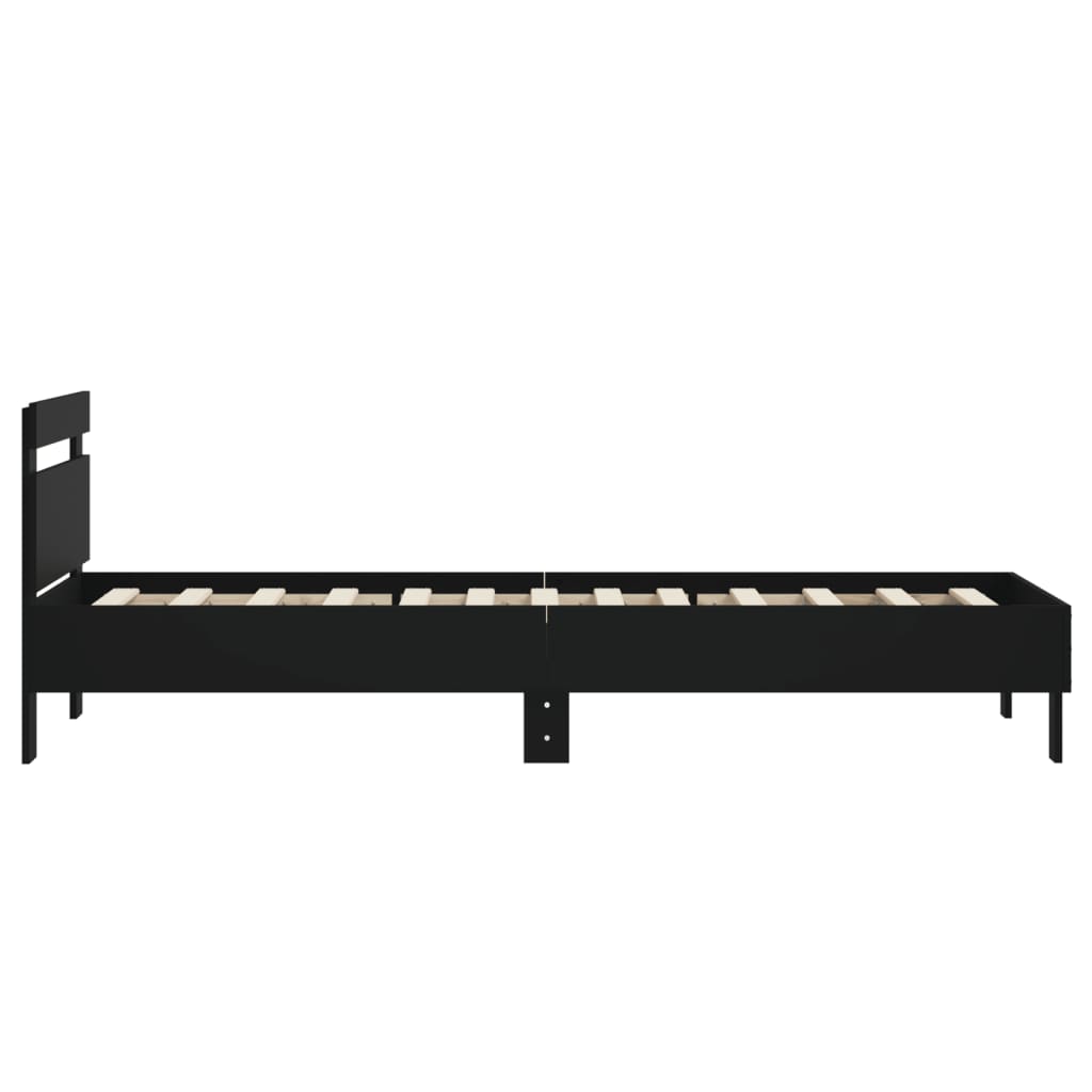 Bed frame with headboard black 90x200 cm wood material