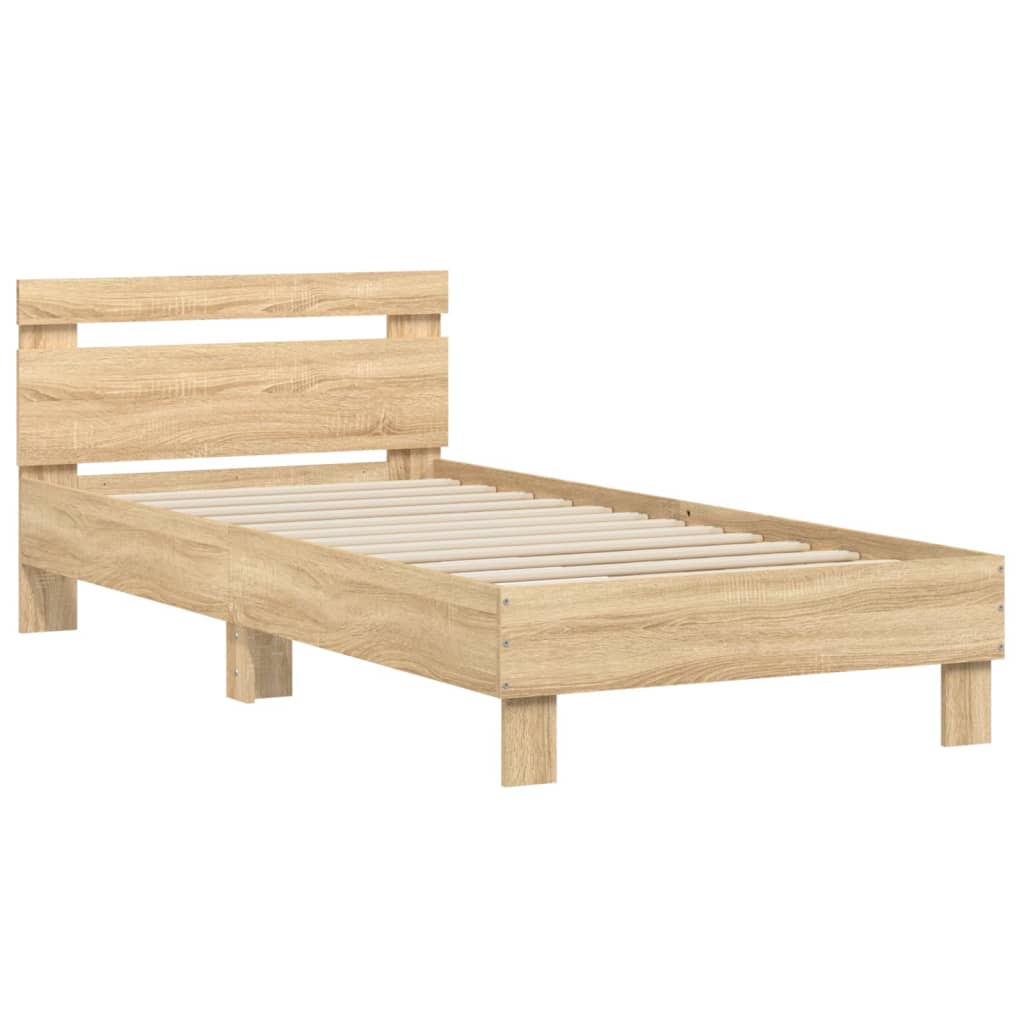 Bed frame without mattress with headboard Sonoma oak 90x200 cm