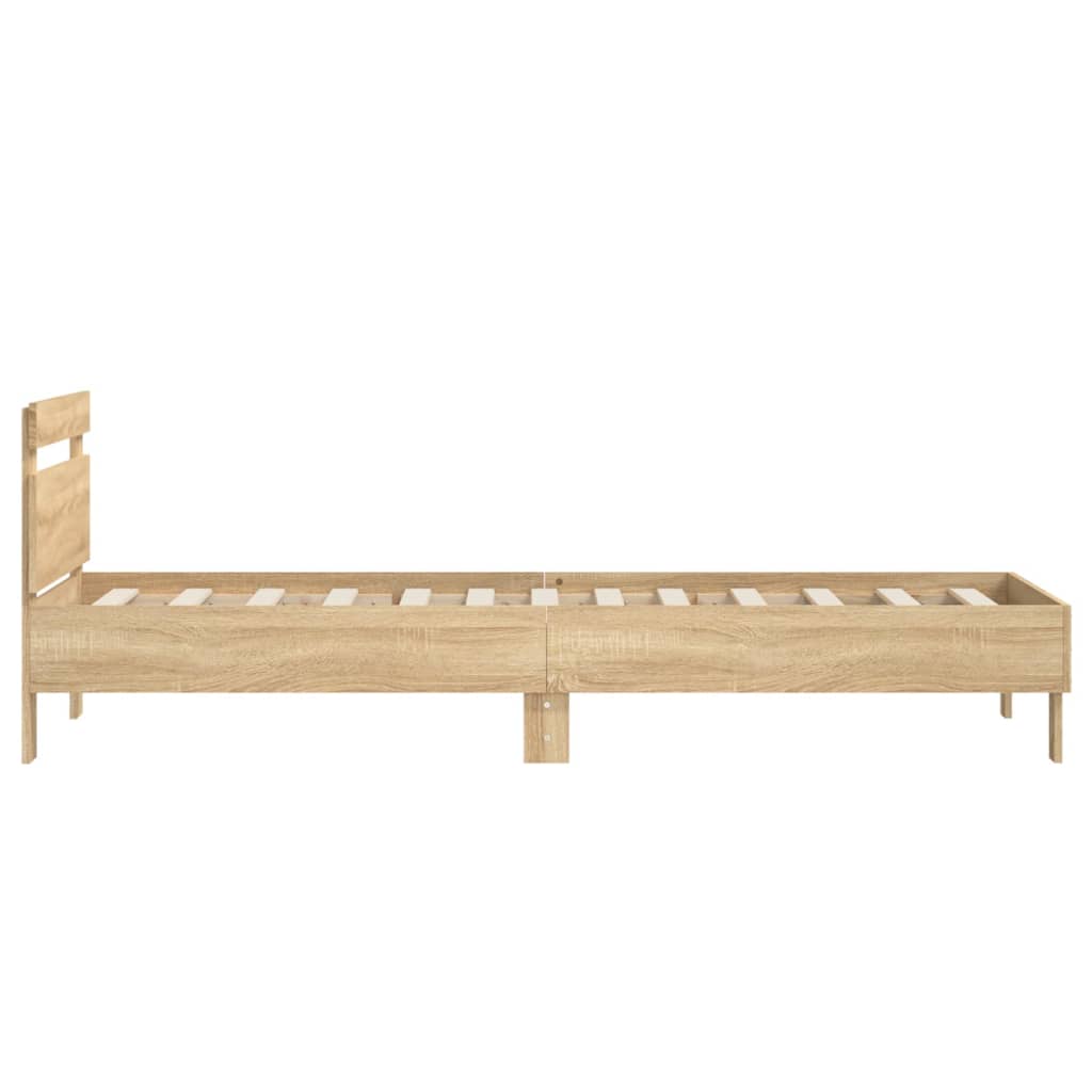 Bed frame without mattress with headboard Sonoma oak 90x200 cm