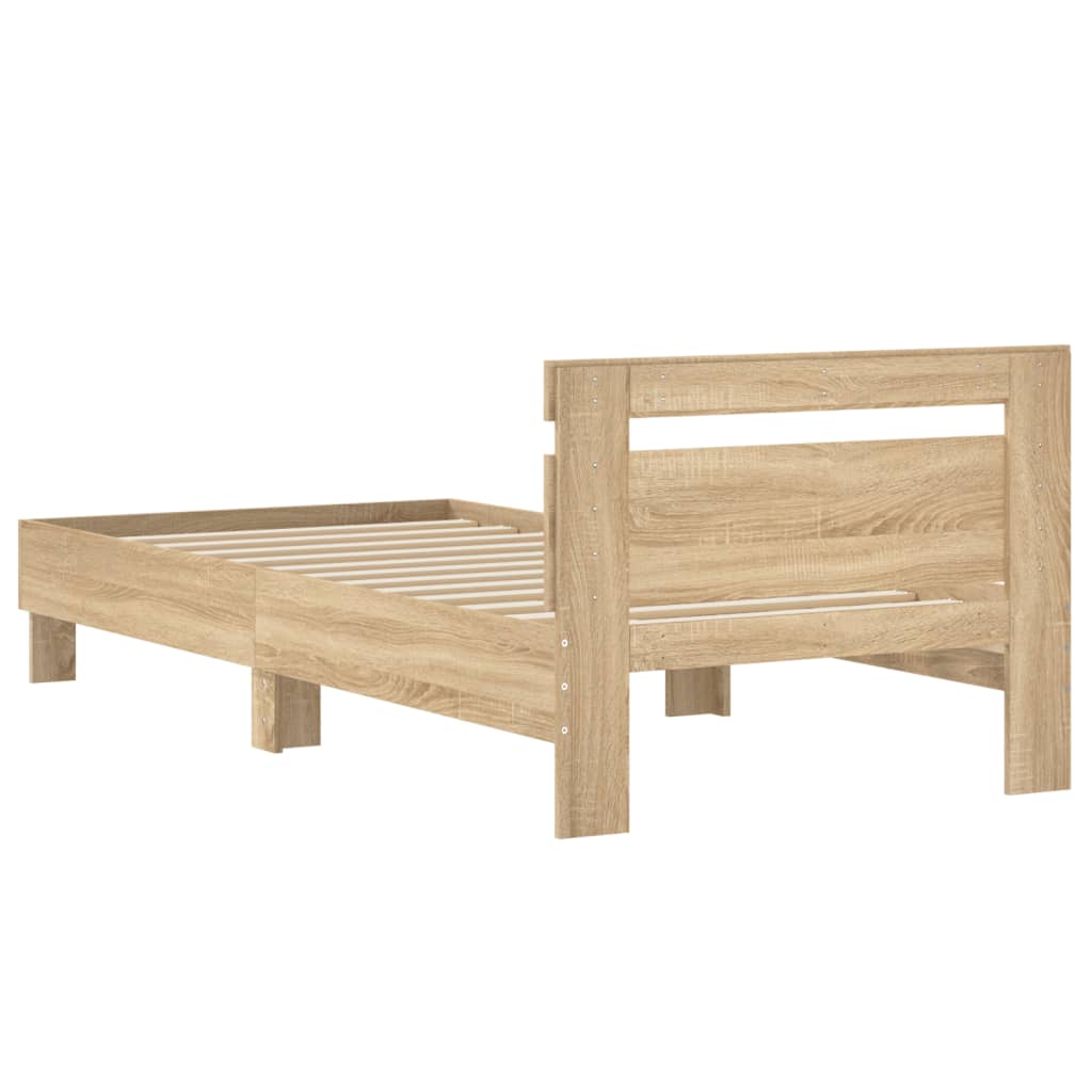 Bed frame without mattress with headboard Sonoma oak 90x200 cm