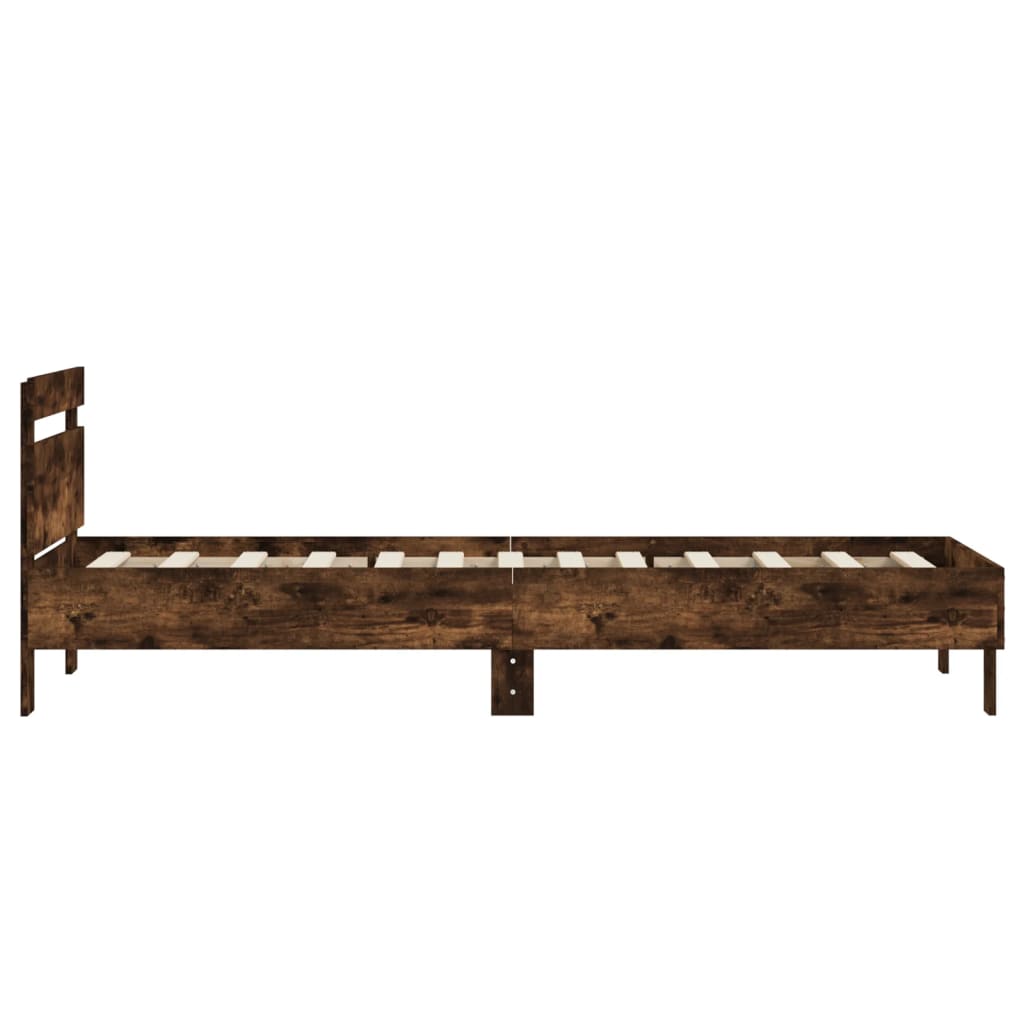 Bed frame with headboard smoked oak 90x200 cm wood material