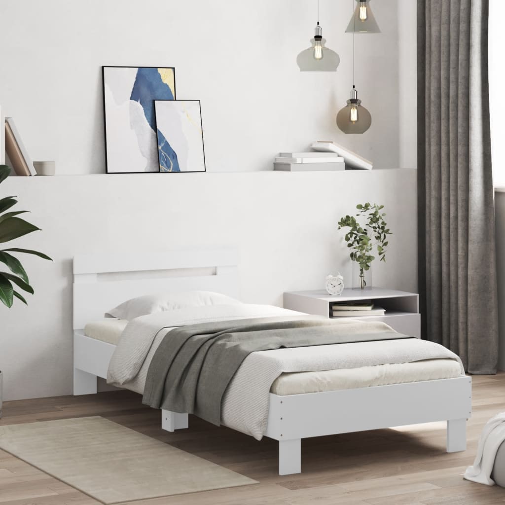 Bed frame with headboard white 90x190 cm wood material