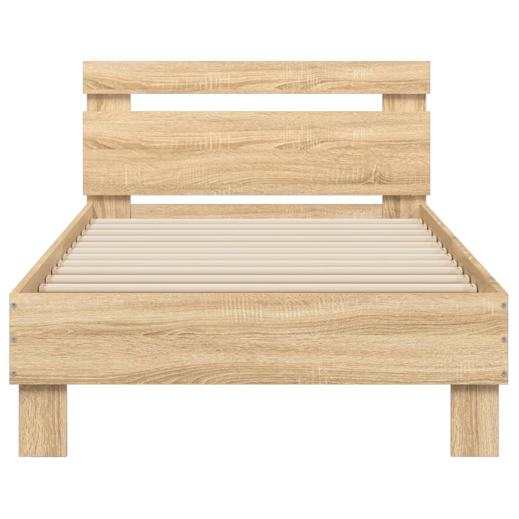 Bed frame without mattress with headboard Sonoma oak 90x190 cm