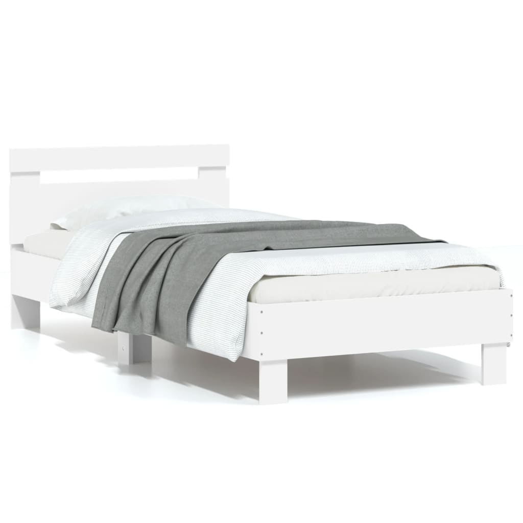 Bed frame with headboard white 75x190 cm wood material