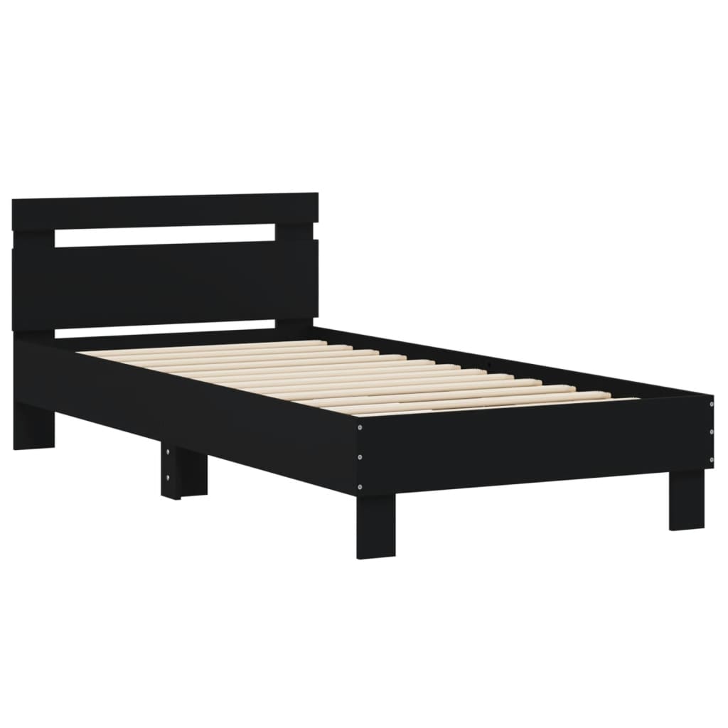 Bed frame with headboard black 75x190 cm wood material