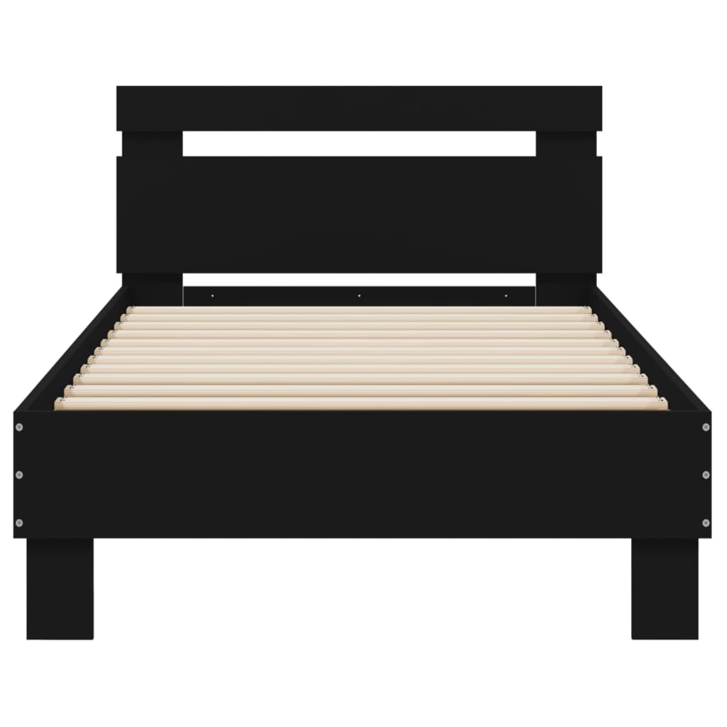 Bed frame with headboard black 75x190 cm wood material