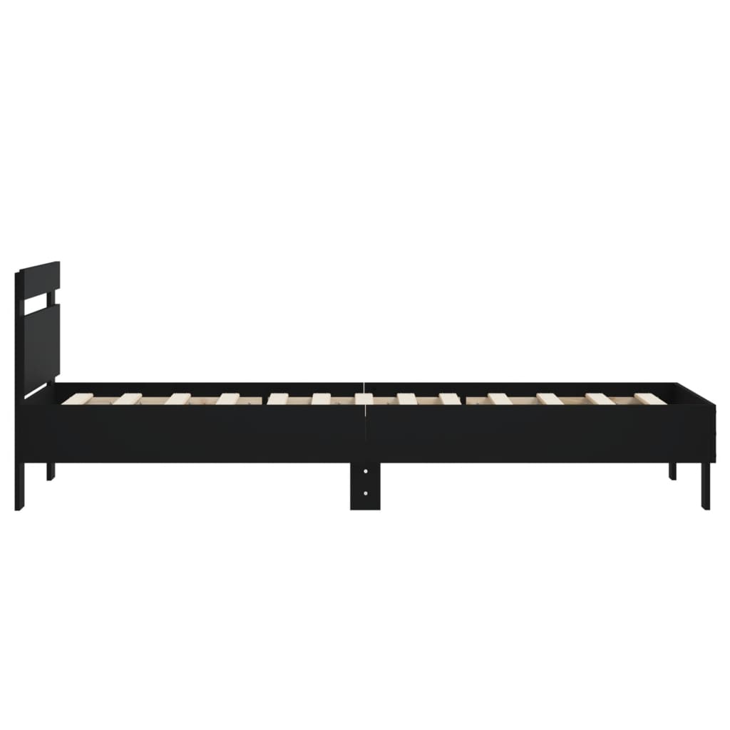 Bed frame with headboard black 75x190 cm wood material