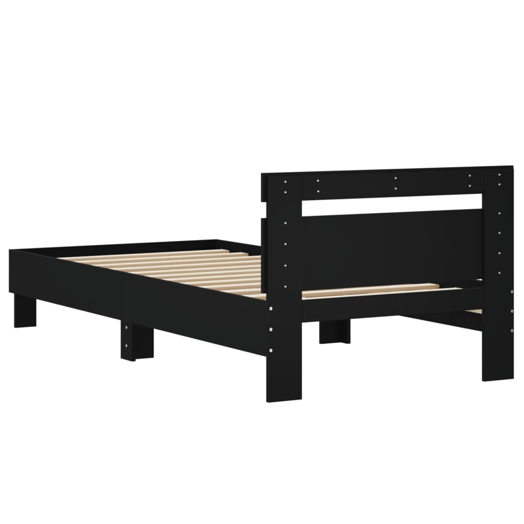 Bed frame with headboard black 75x190 cm wood material