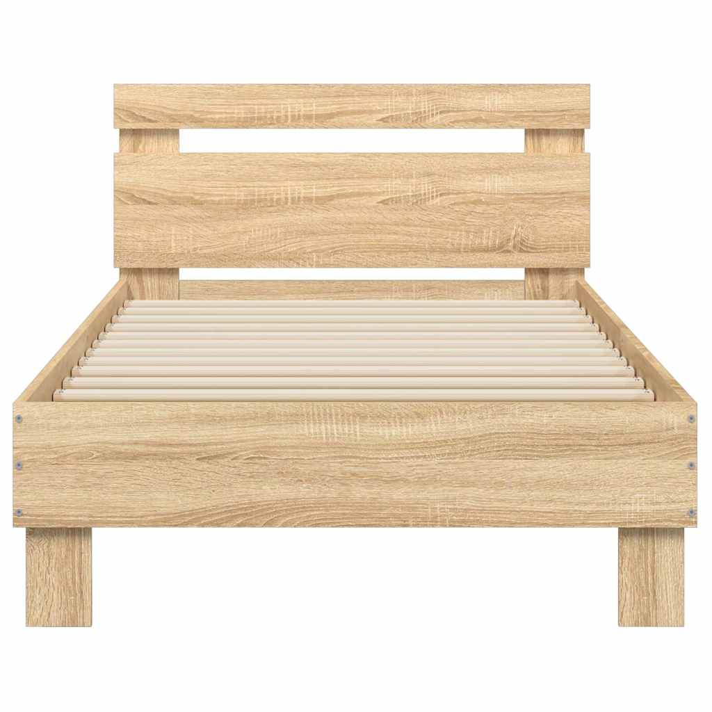 Bed frame without mattress with headboard Sonoma oak 75x190 cm