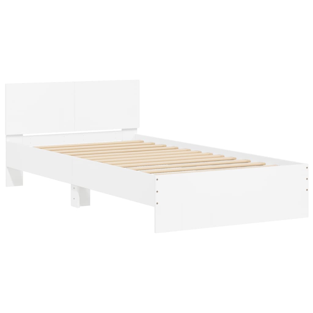 Bed frame with headboard white 100x200 cm wood material