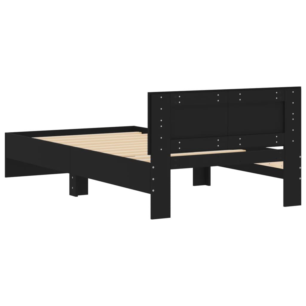 Bed frame with headboard black 100x200 cm wood material