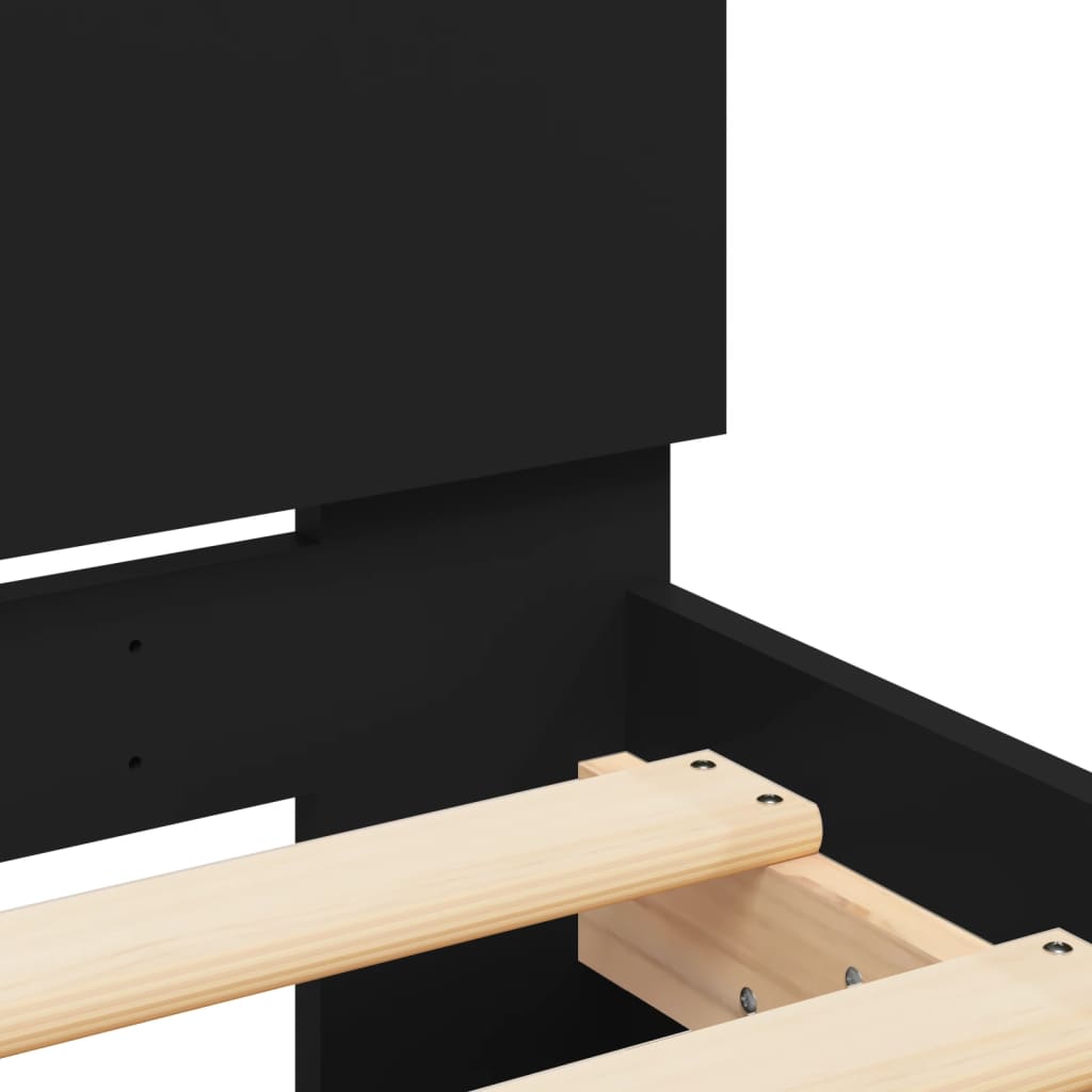 Bed frame with headboard black 100x200 cm wood material