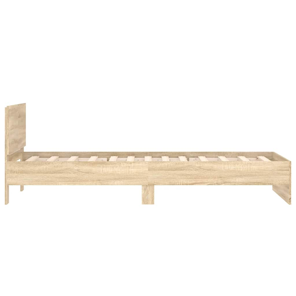 Bed frame without mattress with headboard Sonoma oak 100x200 cm