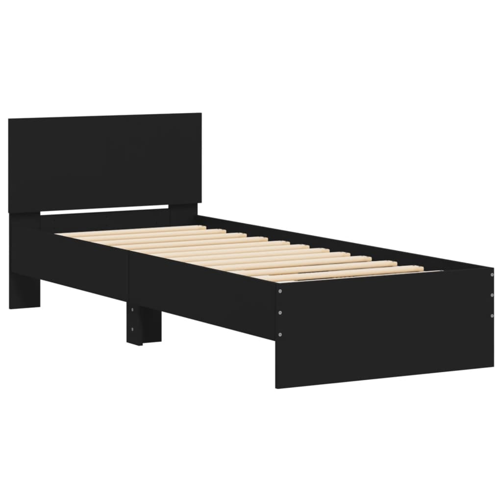 Bed frame with headboard black 90x200 cm wood material