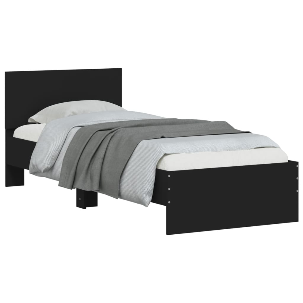 Bed frame with headboard black 90x200 cm wood material