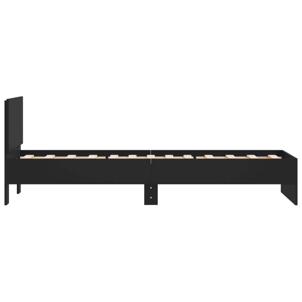 Bed frame with headboard black 90x200 cm wood material