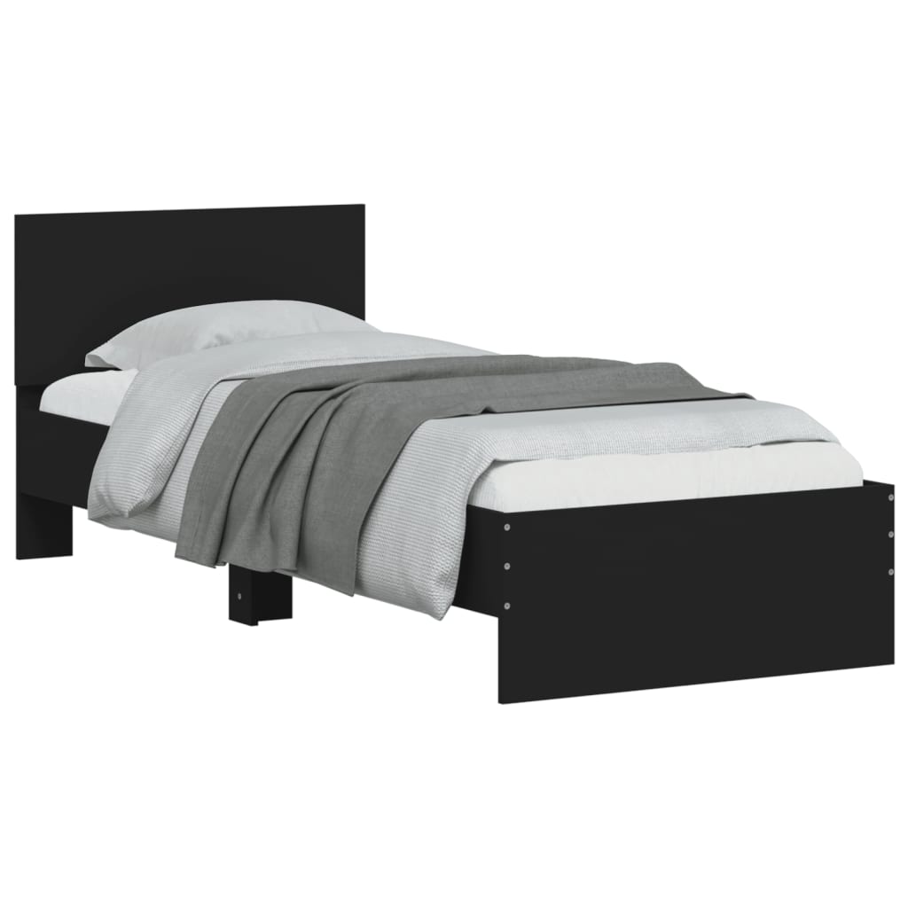 Bed frame with headboard black 90x190 cm wood material