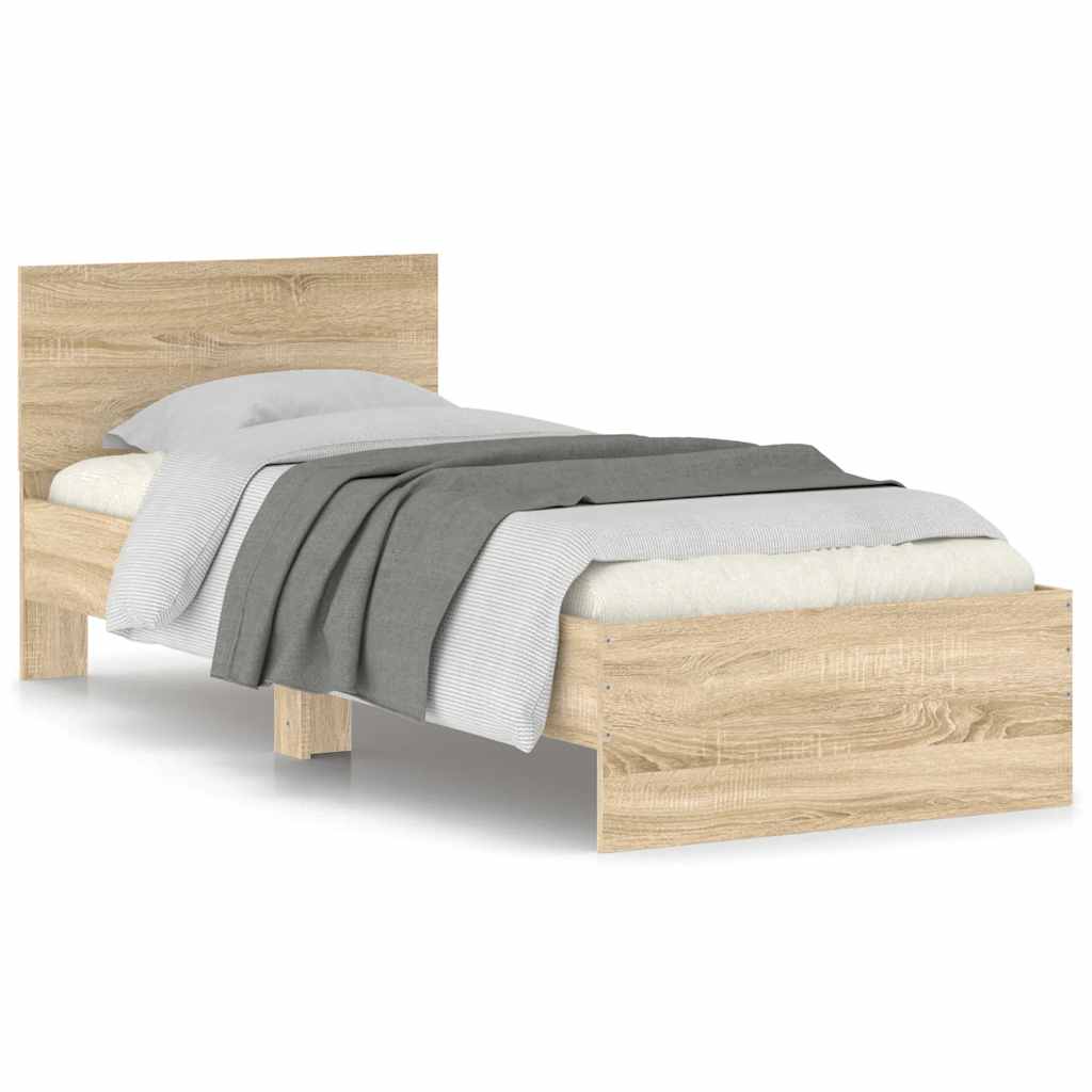 Bed frame without mattress with headboard Sonoma oak 90x190 cm