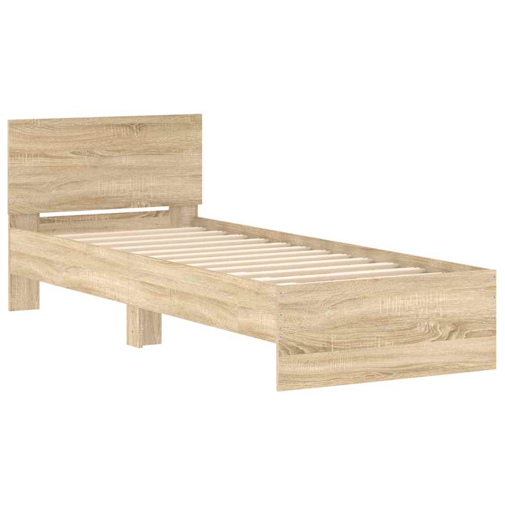 Bed frame without mattress with headboard Sonoma oak 90x190 cm