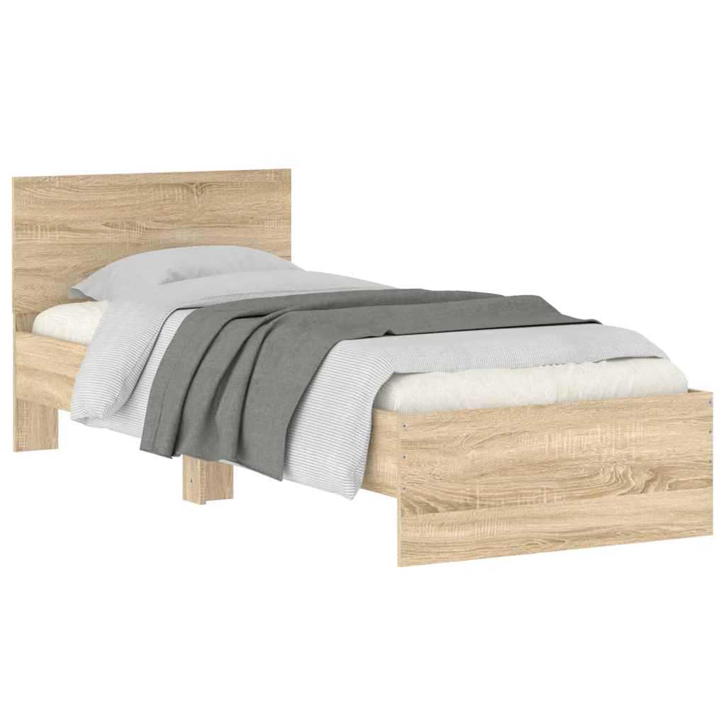 Bed frame without mattress with headboard Sonoma oak 90x190 cm