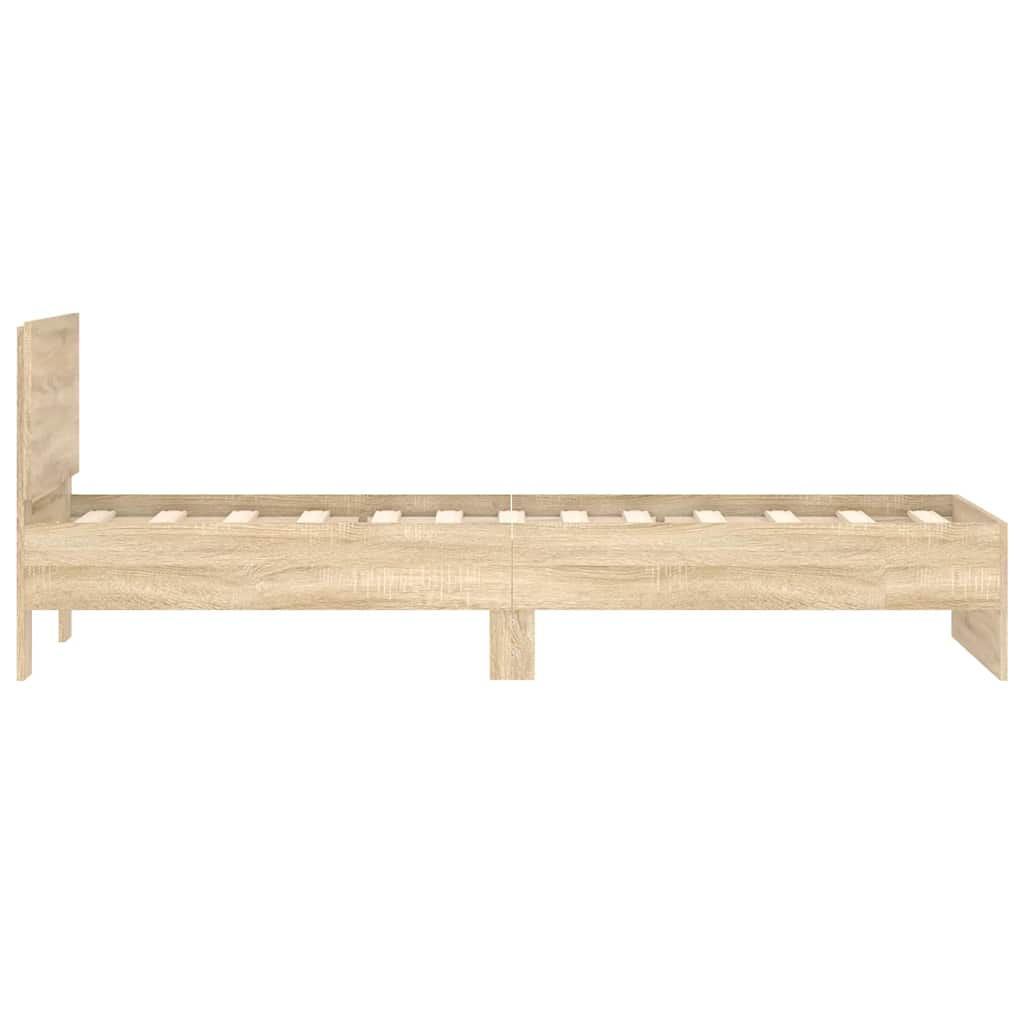 Bed frame without mattress with headboard Sonoma oak 90x190 cm