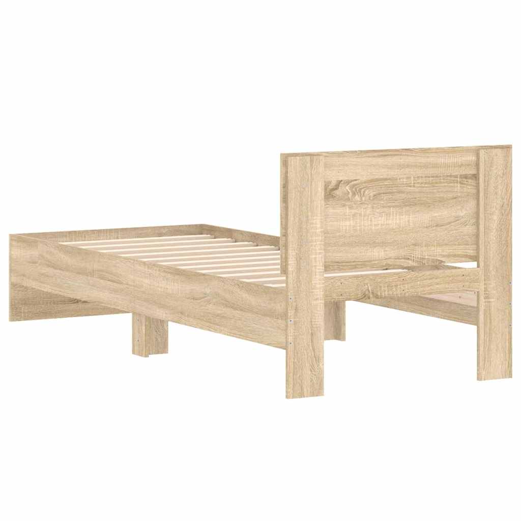 Bed frame without mattress with headboard Sonoma oak 90x190 cm