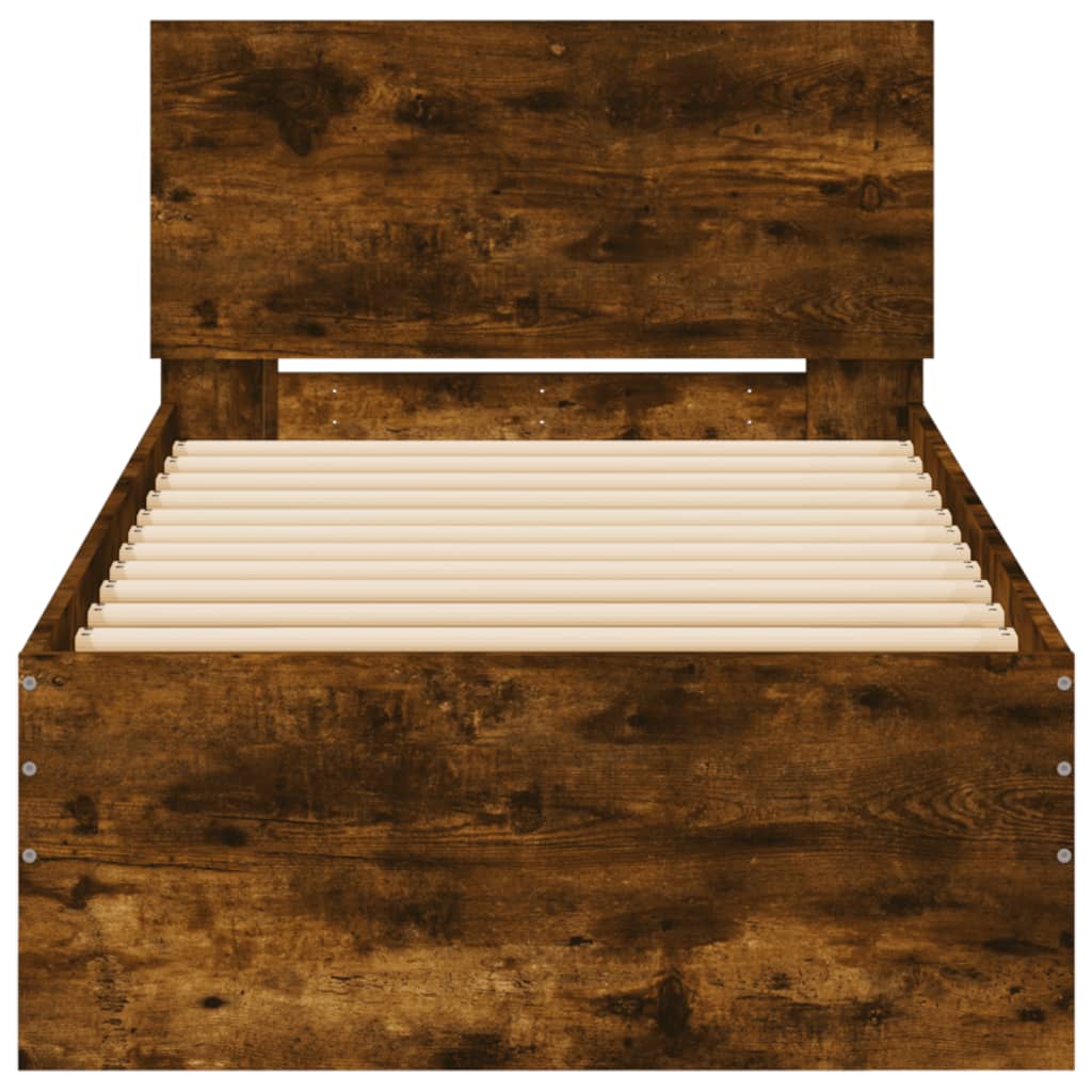 Bed frame with headboard smoked oak 90x190 cm wood material