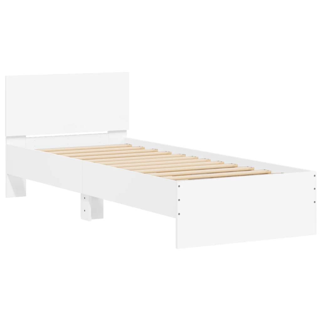 Bed frame with headboard white 75x190 cm wood material