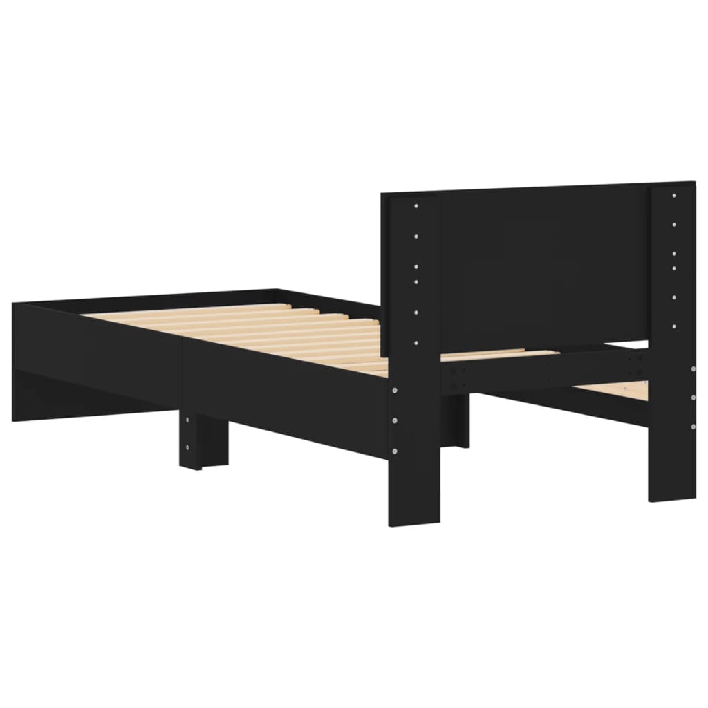 Bed frame with headboard black 75x190 cm wood material