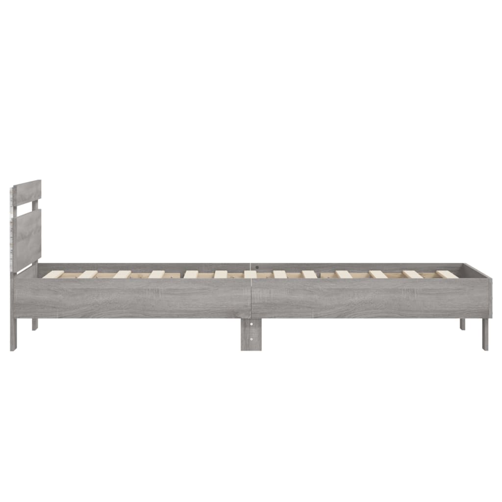 Bed frame with headboard and LED lights Grey Sonoma 90x200 cm