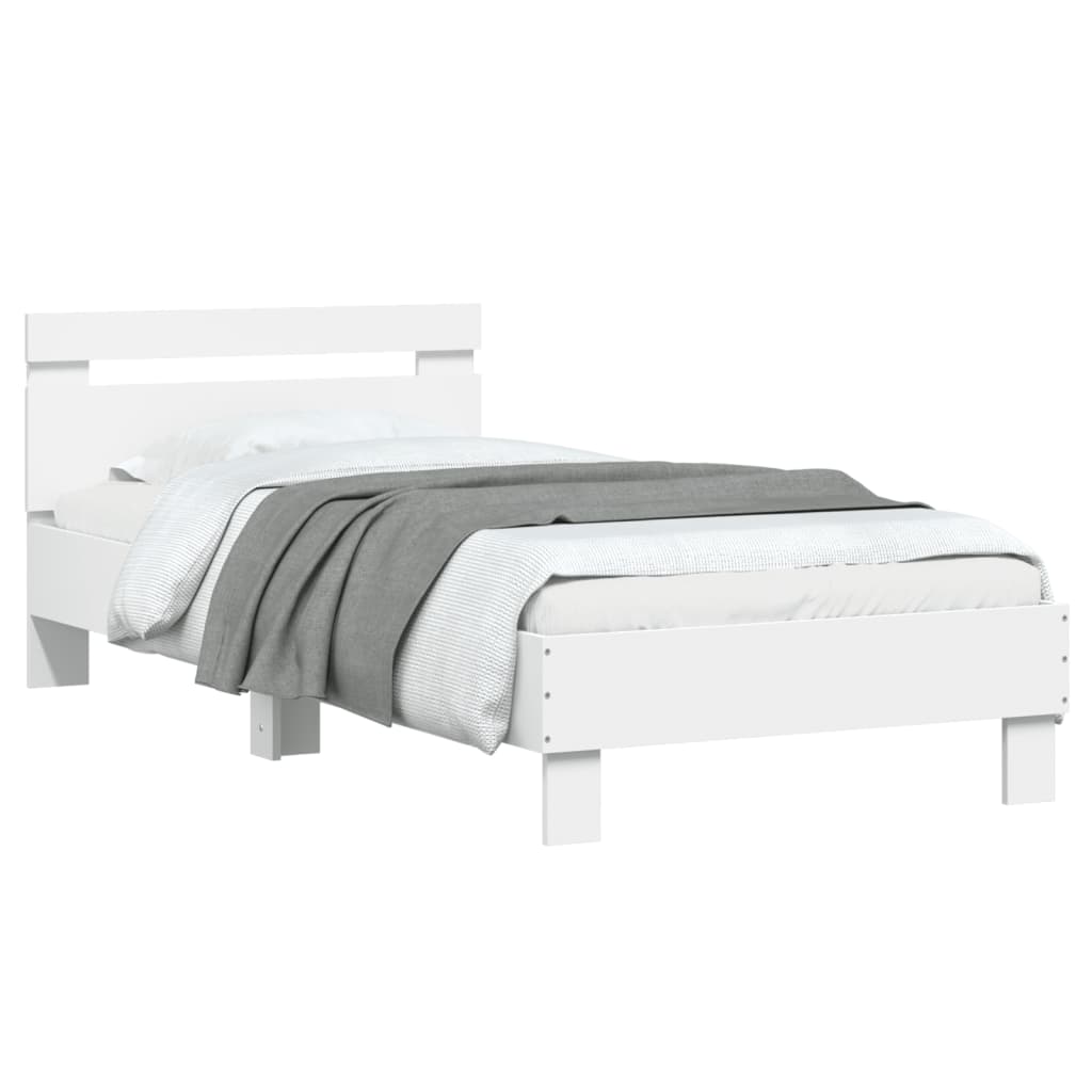 Bed frame with headboard and LED lights White 90x190 cm