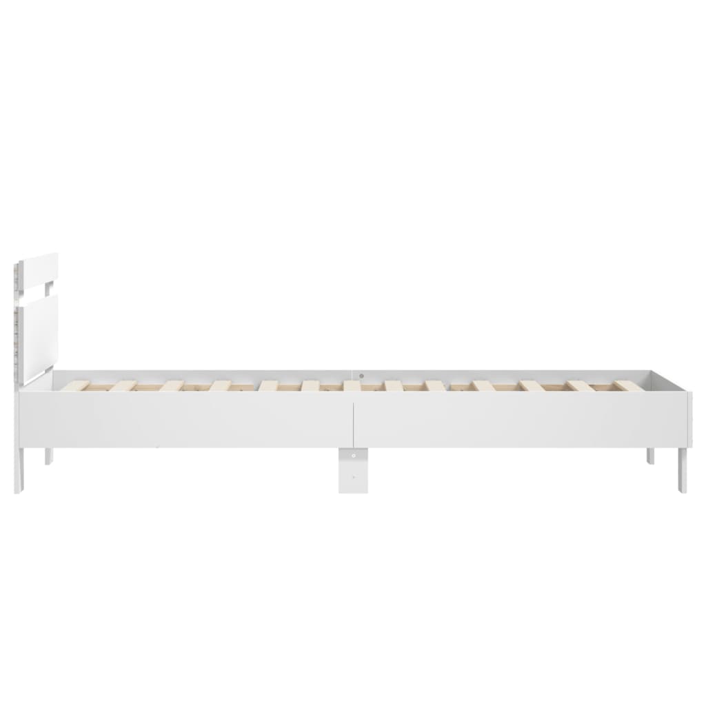 Bed frame with headboard and LED lights White 90x190 cm