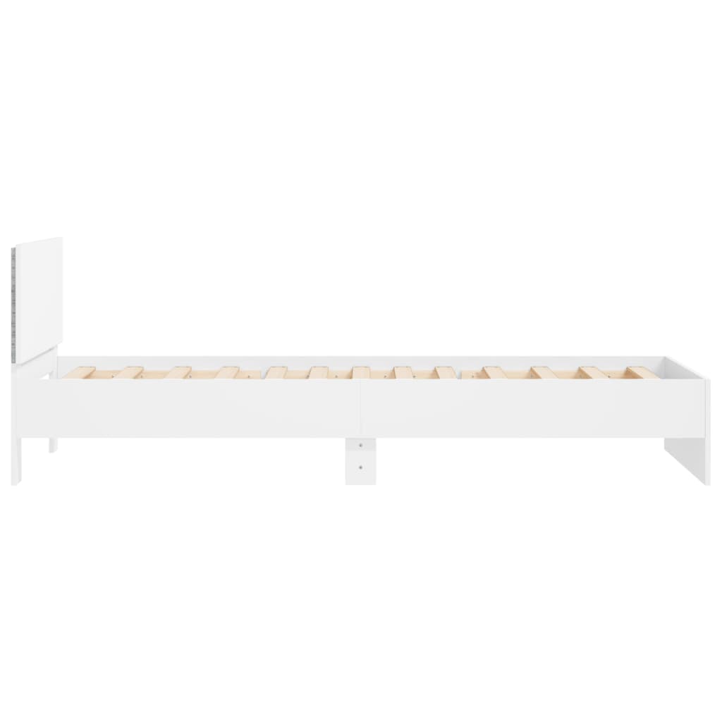 Bed frame with headboard and LED lights White 100x200 cm