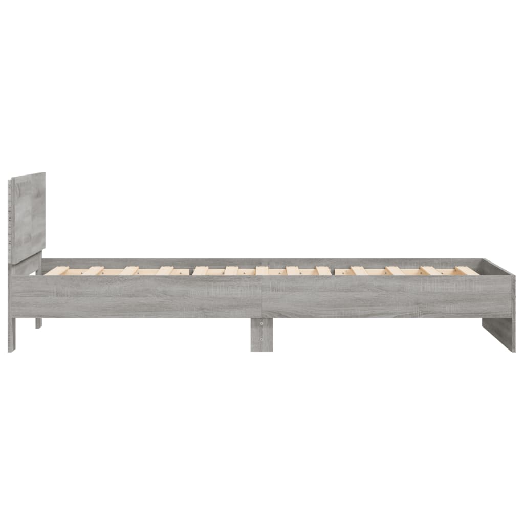 Bed frame with headboard and LED lights Grey Sonoma 100x200cm